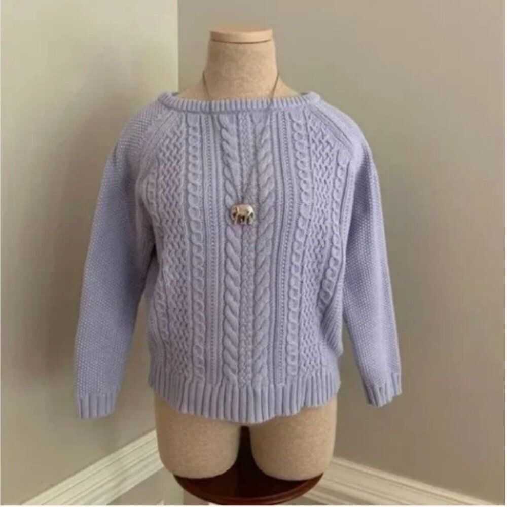 J. Crew Cable-Knit Lavender Crewneck Sweater Size Small